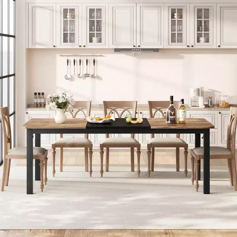 Tavolo da Cucina Lungo 200 cm per 6-8 Persone, Grande Tavolo da Pranzo Rettangolare, Tavolo Industriale da Interno per Ristorante con Robusta Struttura in Metallo (Solo Tavolo)