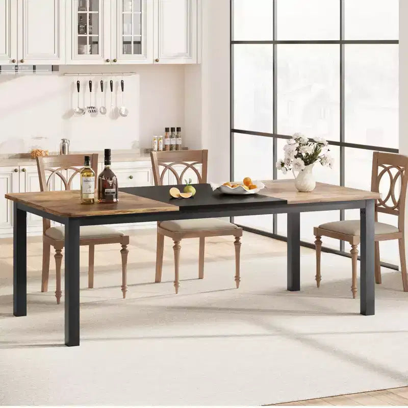 Tavolo da Cucina Lungo 200 cm per 6-8 Persone, Grande Tavolo da Pranzo Rettangolare, Tavolo Industriale da Interno per Ristorante con Robusta Struttura in Metallo (Solo Tavolo)
