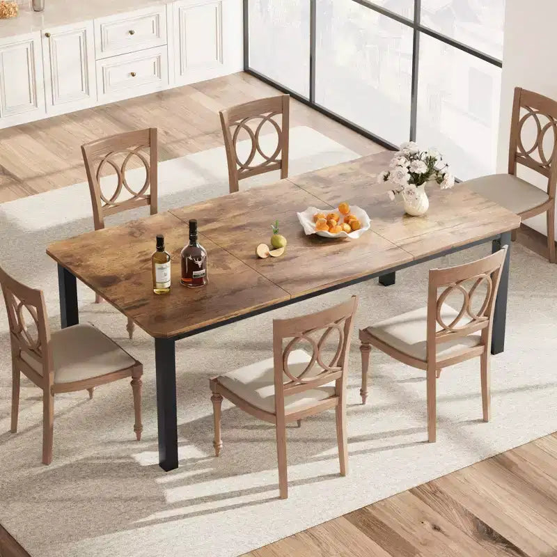 Tavolo da Cucina Lungo 200 cm per 6-8 Persone, Grande Tavolo da Pranzo Rettangolare, Tavolo Industriale da Interno per Ristorante con Robusta Struttura in Metallo (Solo Tavolo)