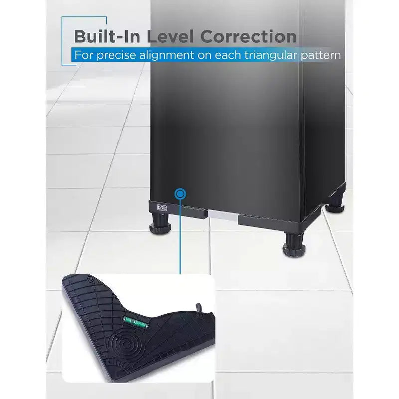 BLACK+DECKER Base a piedistallo regolabile, base compatta 4H con cuscinetti antivibrazioni, struttura in acciaio inossidabile, supporta 317 kg, BWS16, Nero