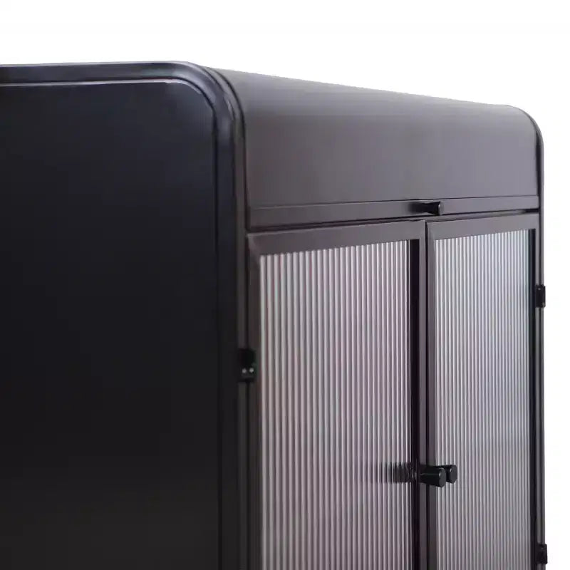 GDFStudio Leah Credenza a buffet moderna da 31,49'' con 2 ante in vetro temperato e 1 ripiano a ribalta