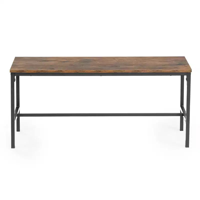 FurnitureR Set Tavolo da Pranzo 3 Pezzi con 2 Panche, Set Salvaspazio per Cucina e Sala da Pranzo per Casa o Ristorante, Struttura in Metallo e Piano in MDF, Marrone
