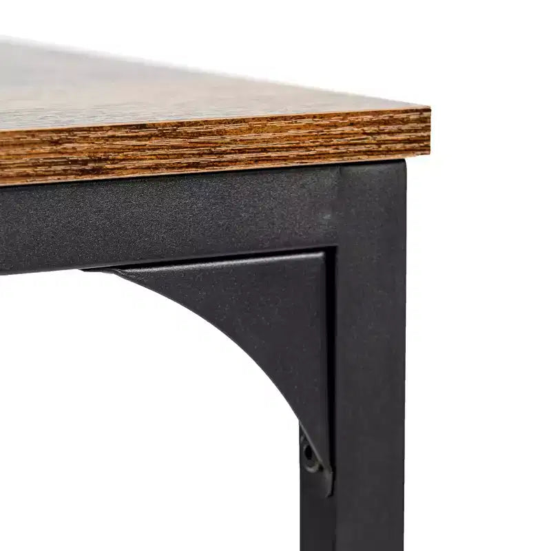 FurnitureR Set Tavolo da Pranzo 3 Pezzi con 2 Panche, Set Salvaspazio per Cucina e Sala da Pranzo per Casa o Ristorante, Struttura in Metallo e Piano in MDF, Marrone