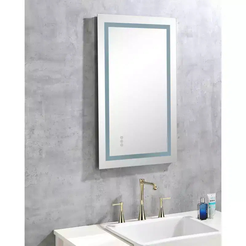 Okak Anti-Fog Bathroom Mirror with Memory and 3 Colors, Vanity Mirror with Stepless Dimmable, Wall Mirror for Bathroom, Living Room