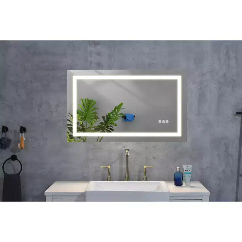 Specchio da bagno antiappannamento con memoria e 3 colori, Specchio per trucco con dimmerazione continua, Specchio da parete per bagno, soggiorno