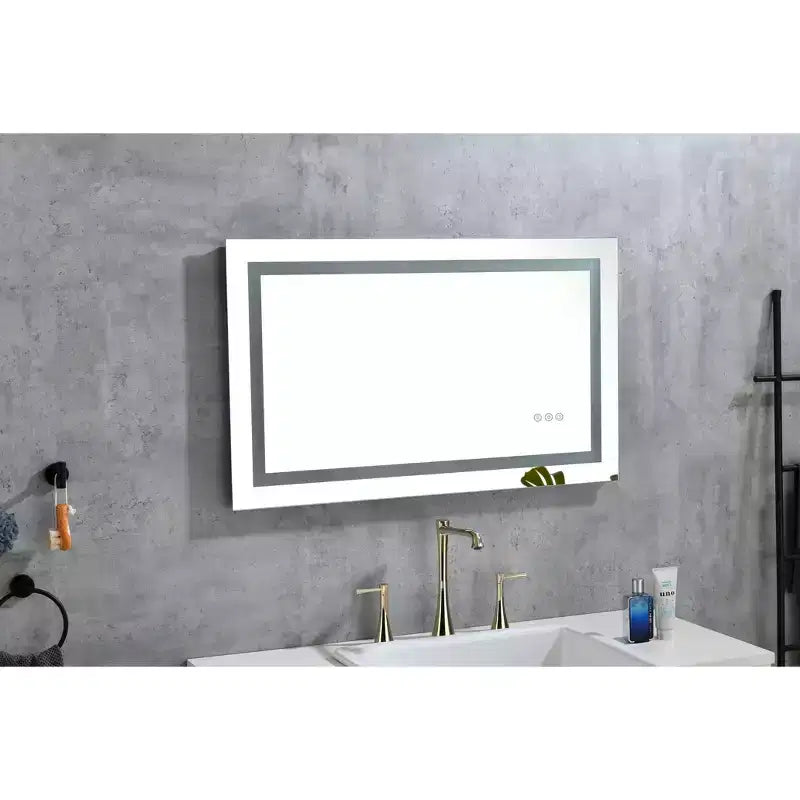 Specchio da bagno antiappannamento con memoria e 3 colori, Specchio per trucco con dimmerazione continua, Specchio da parete per bagno, soggiorno