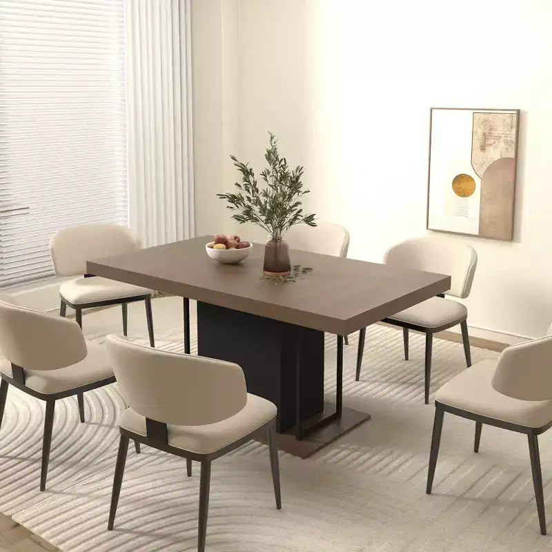 Tavolo da Pranzo Rettangolare Allungabile da 78,7 Pollici per 6-10 Persone, Tavolo Pieghevole con Piano Effetto Invecchiato, Tavolo da Cucina per Sala da Pranzo, Nero+Marrone
