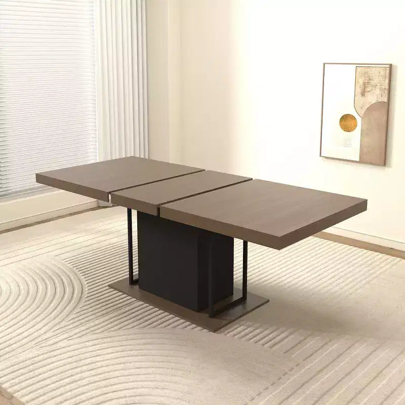 Tavolo da Pranzo Rettangolare Allungabile da 78,7 Pollici per 6-10 Persone, Tavolo Pieghevole con Piano Effetto Invecchiato, Tavolo da Cucina per Sala da Pranzo, Nero+Marrone