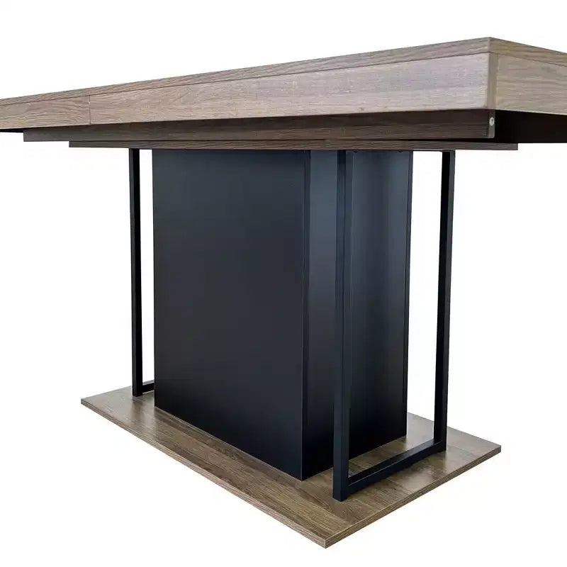 Tavolo da Pranzo Rettangolare Allungabile da 78,7 Pollici per 6-10 Persone, Tavolo Pieghevole con Piano Effetto Invecchiato, Tavolo da Cucina per Sala da Pranzo, Nero+Marrone