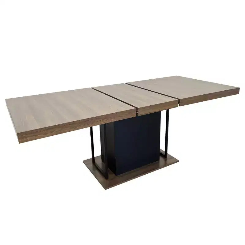 Tavolo da Pranzo Rettangolare Allungabile da 78,7 Pollici per 6-10 Persone, Tavolo Pieghevole con Piano Effetto Invecchiato, Tavolo da Cucina per Sala da Pranzo, Nero+Marrone