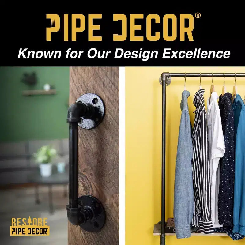 Pipe Decor Appendiabiti da Parete da 91 cm con Mensola in Legno, Marrone Trail