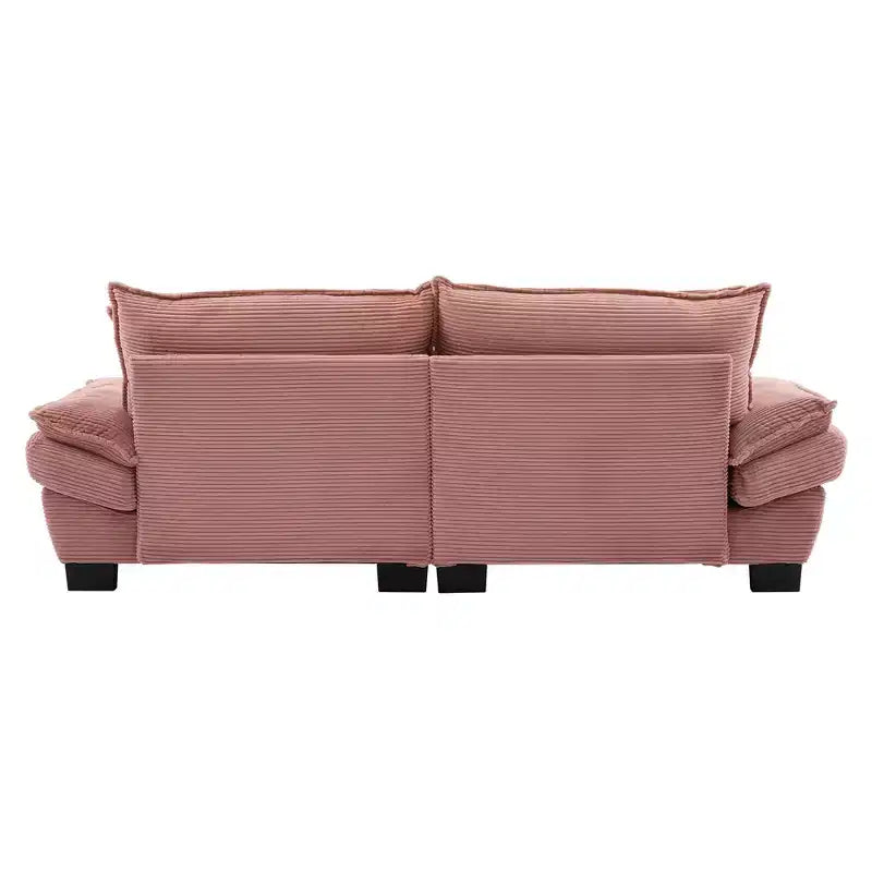 Divanetto in velluto a coste, divano confortevole con seduta profonda e cuscini, per camera da letto, soggiorno, ufficio, rosa