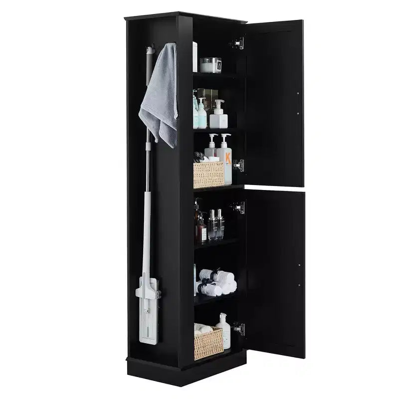 Mobiletto alto da bagno indipendente con gancio e ripiano regolabile in MDF, colore bianco