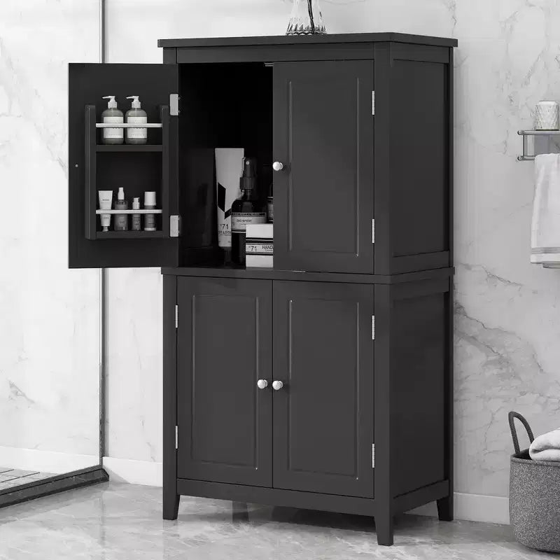Elegante mobiletto contenitore da terra per bagno, mobile da bagno indipendente con 4 ante