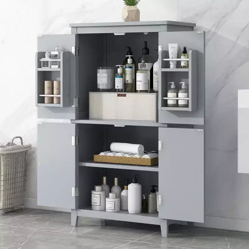 Elegante mobiletto contenitore da terra per bagno, mobile da bagno indipendente con 4 ante