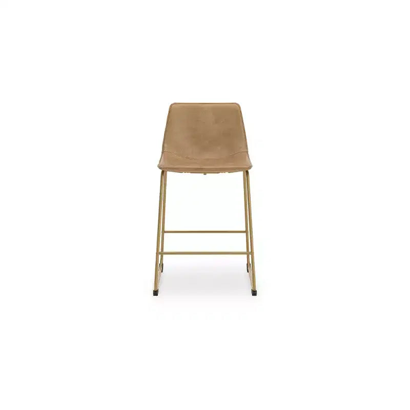 Sgabelli da bar Lexadine altezza bancone, set da 2, in similpelle imbottita, finitura Toast/Oro, sedile a secchiello moderno