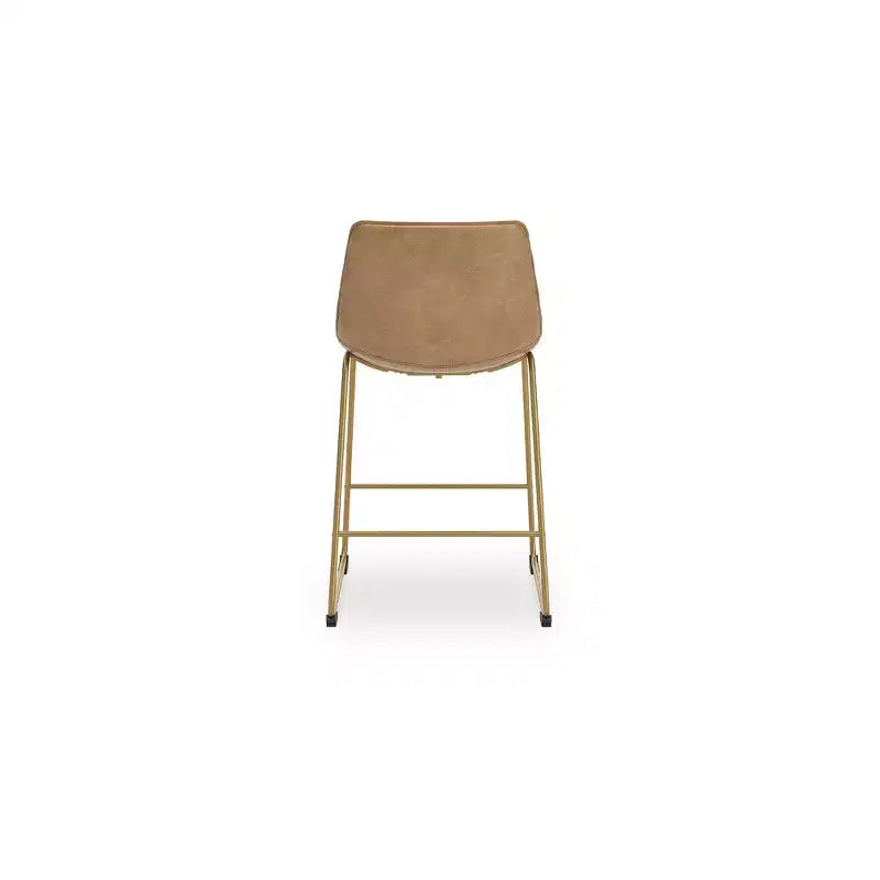 Sgabelli da bar Lexadine altezza bancone, set da 2, in similpelle imbottita, finitura Toast/Oro, sedile a secchiello moderno