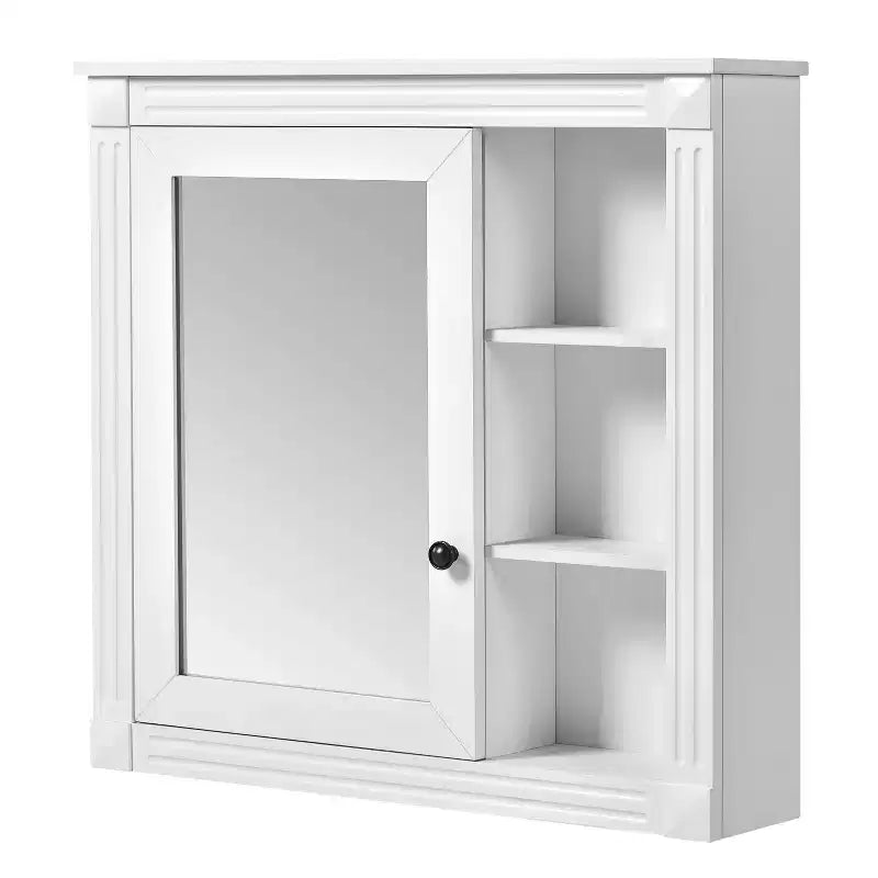 Mobiletto da bagno rettangolare a superficie 30 pollici L x 28 pollici A con specchio, cerniere ammortizzate, vano a giorno