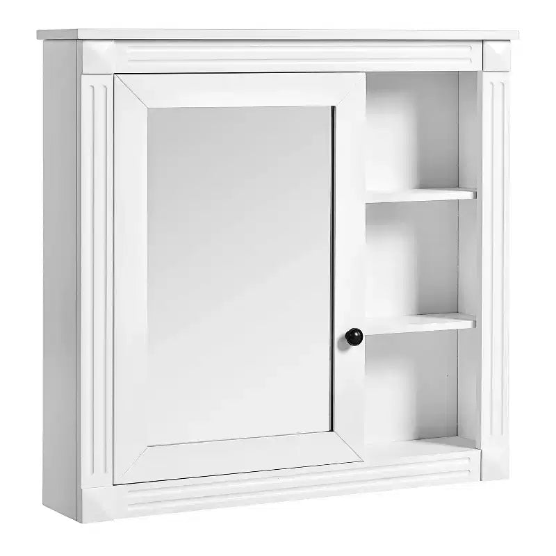 Mobiletto da bagno rettangolare a superficie 30 pollici L x 28 pollici A con specchio, cerniere ammortizzate, vano a giorno