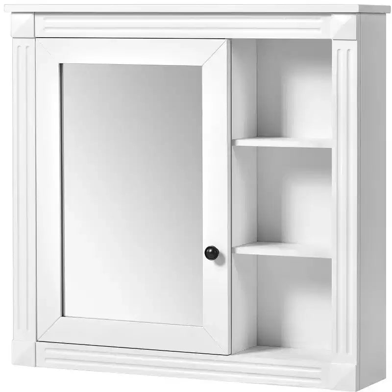 Mobiletto da bagno rettangolare a superficie 30 pollici L x 28 pollici A con specchio, cerniere ammortizzate, vano a giorno