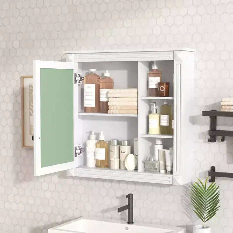 Mobiletto da bagno rettangolare a superficie 30 pollici L x 28 pollici A con specchio, cerniere ammortizzate, vano a giorno
