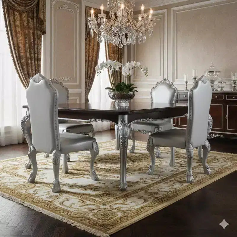 Sedia laterale da 63,5 cm, set da 2, parte superiore curva, motivi a volute intagliate, bianco
