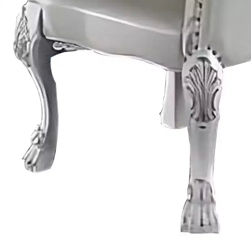 Sedia laterale da 63,5 cm, set da 2, parte superiore curva, motivi a volute intagliate, bianco