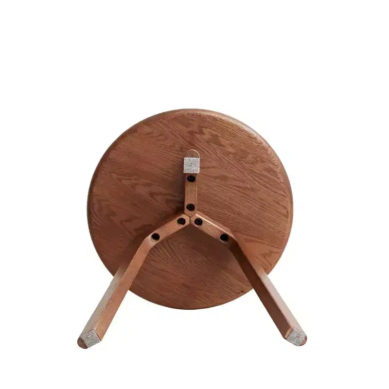 Tavolino Rotondo in Legno con Cuscinetti Antiscivolo Delicati sul Pavimento, Tavolino con Robusta Struttura a Tre Gambe, Tavolino da Divano per Soggiorno
