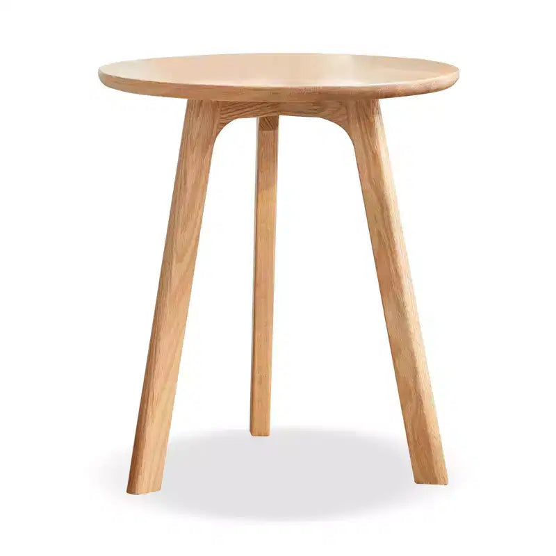 Tavolino Rotondo in Legno con Cuscinetti Antiscivolo Delicati sul Pavimento, Tavolino con Robusta Struttura a Tre Gambe, Tavolino da Divano per Soggiorno