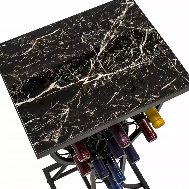 Tavolo Consolle Porta Bottiglie di Vino in Marmo a 11 Scomparti