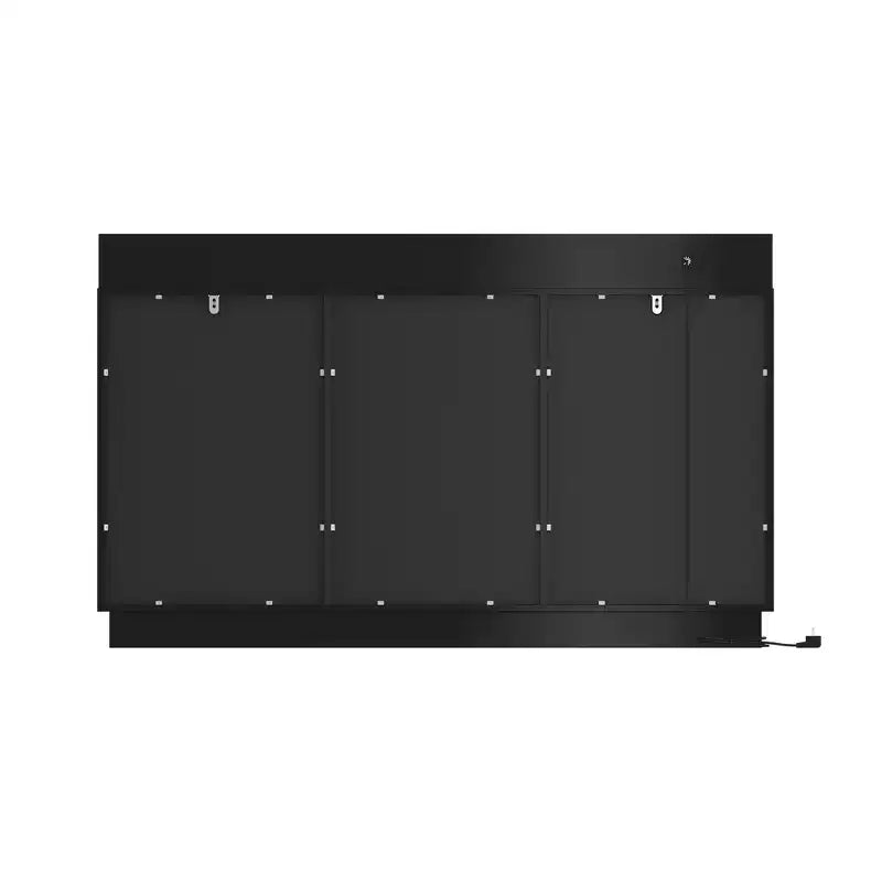 Mobile Credenza Multifunzionale da Cucina con Prese Elettriche a Scomparsa Finitura Nera Lucida e Legno