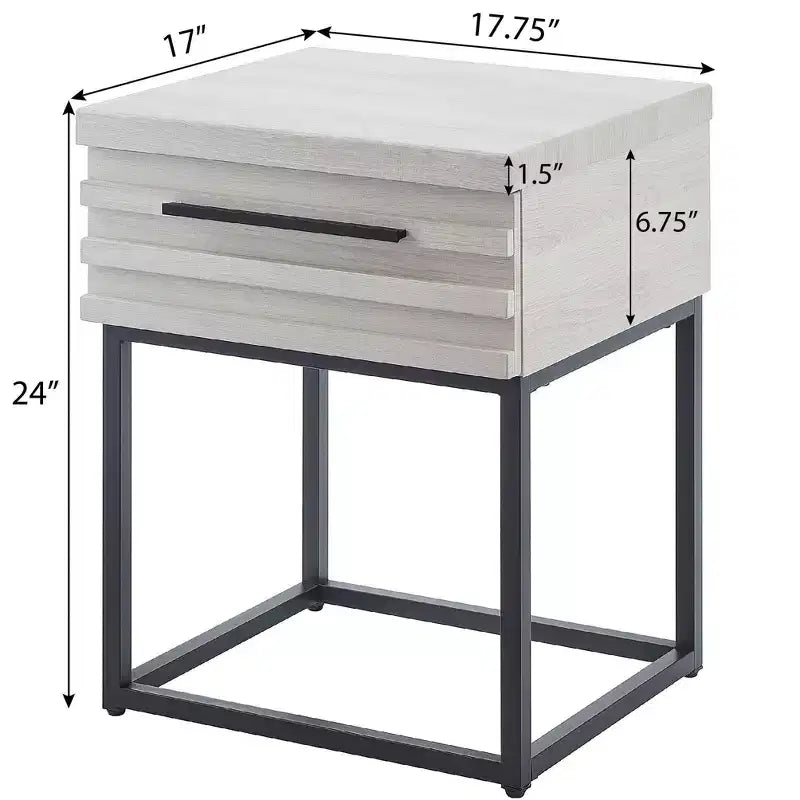 Tavolino Rustico con Cassetto Contenitore e Gambe in Metallo, Tavolino da Salotto con Piano Spesso, Tavolino d'Appoggio per Divano, Soggiorno, Camera da Letto